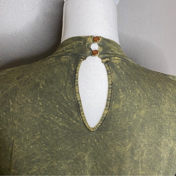 Altar'd State Long Sleeve Acid Wash Distressed Swing Mock Neck Top - Picture 9 of 12